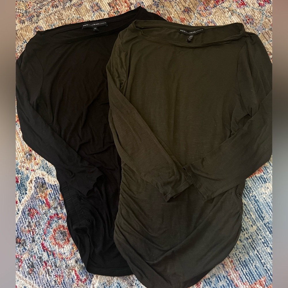 2 WHBM Ruched Side Tees